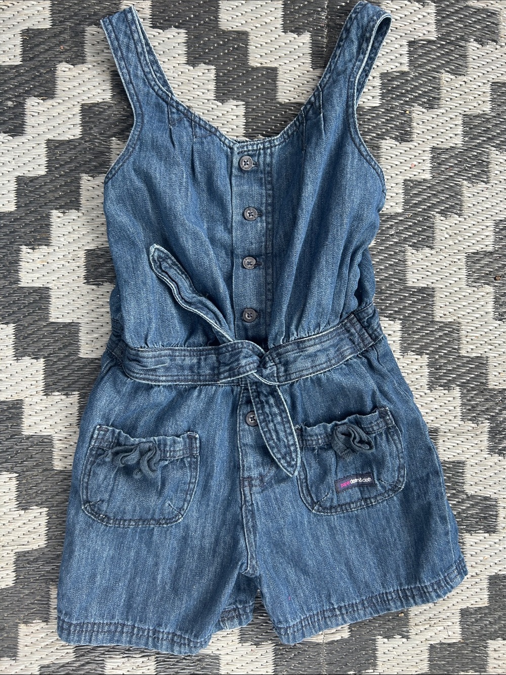 Paper Denim & Cloth Girls' Denim Button Romper - Blue